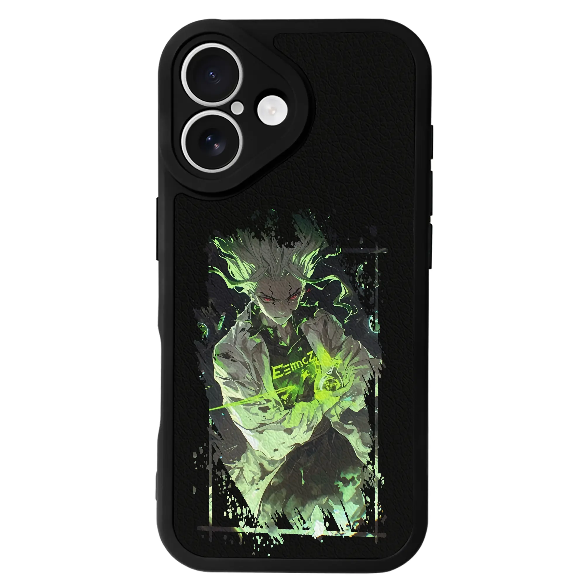 ドクターストーン グッズ,石神千空 - IPhone 16シリーズ対応 ・ シリコンスマホケース ・ レザー調 ・ 高精度フィット ・ 耐衝撃 ・ ワイヤレス充電対応 ・ 精密カット